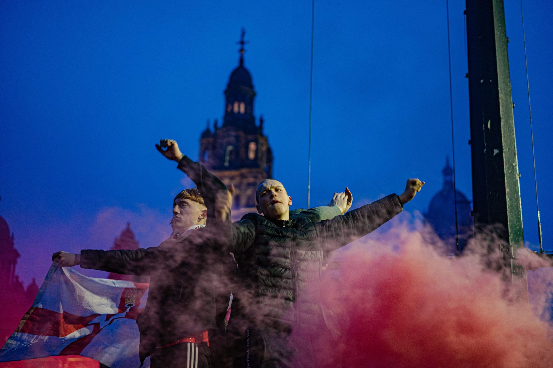 Glasgow Rangers fan celebrating 55th league title
