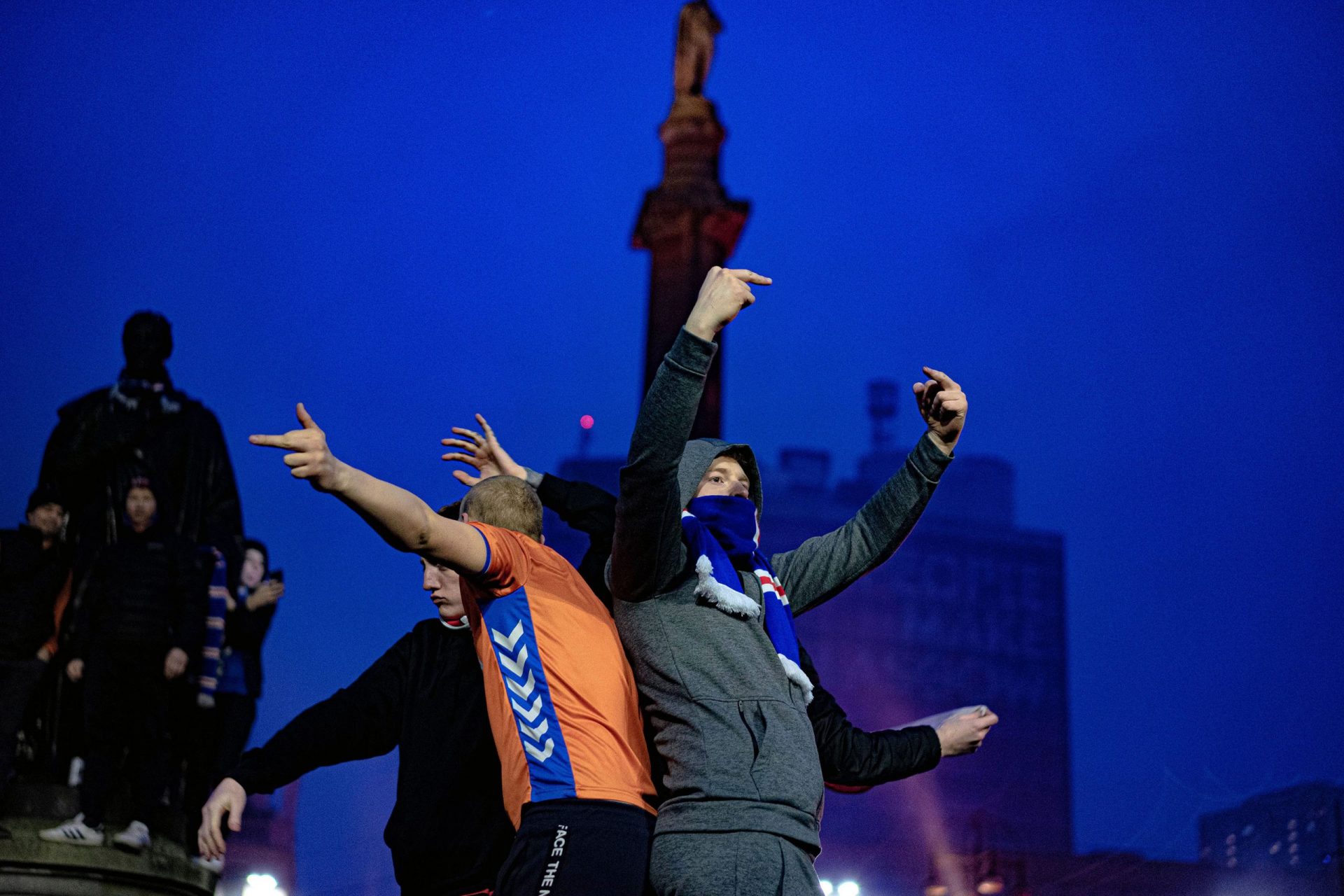 Glasgow Rangers fan celebrating 55th league title