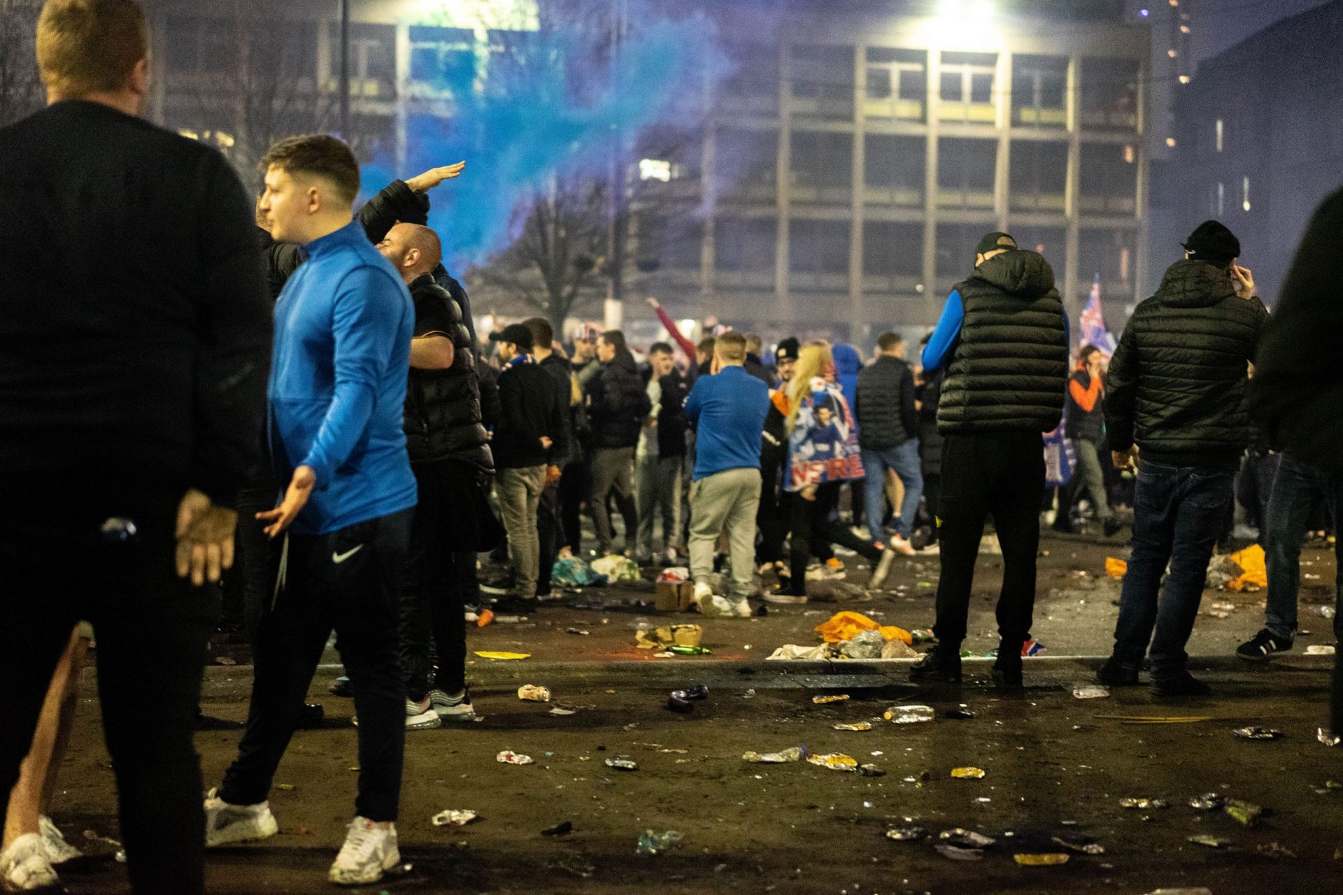 Glasgow Rangers fan celebrating 55th league title