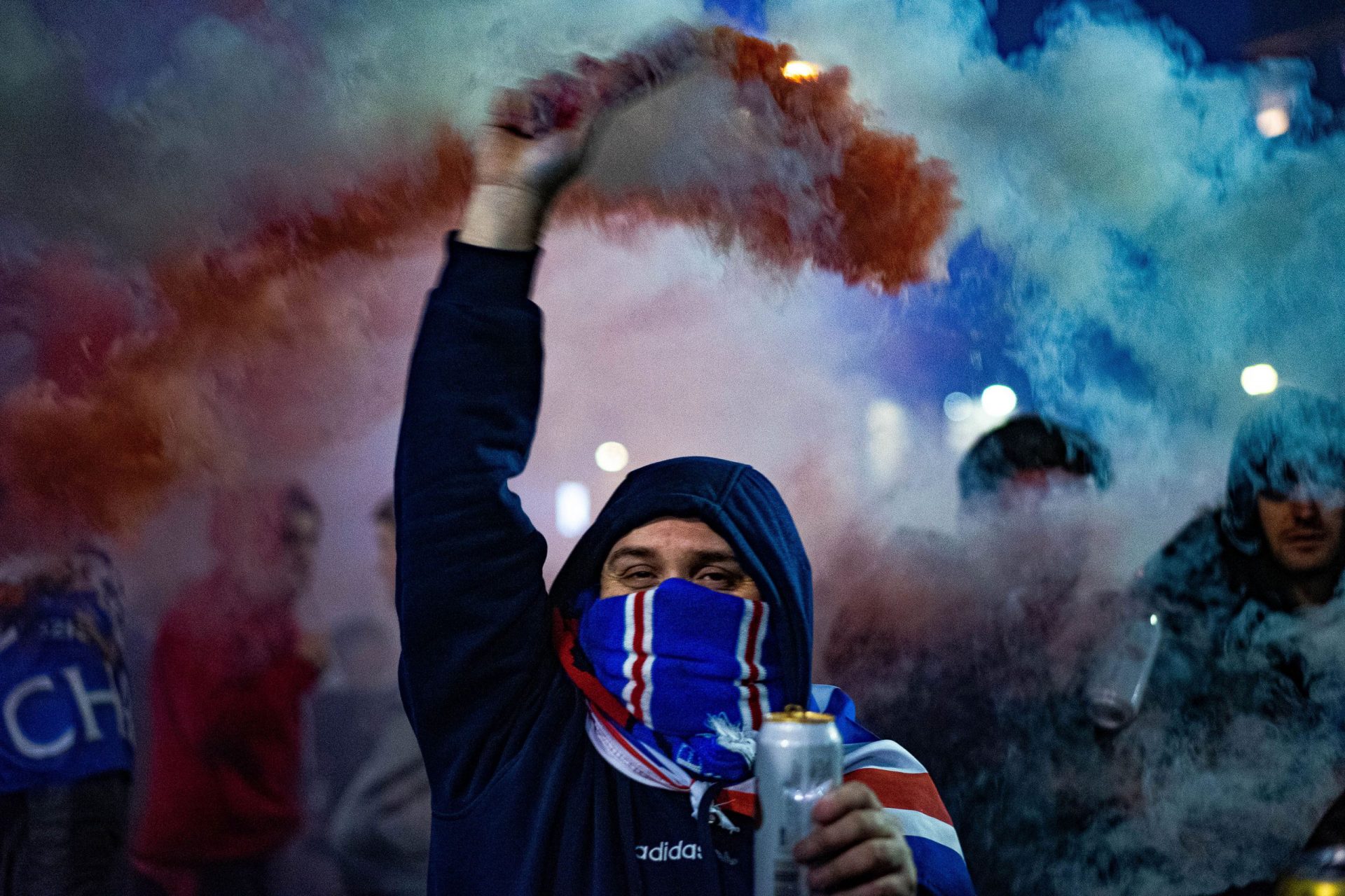 Glasgow Rangers fan celebrating 55th league title