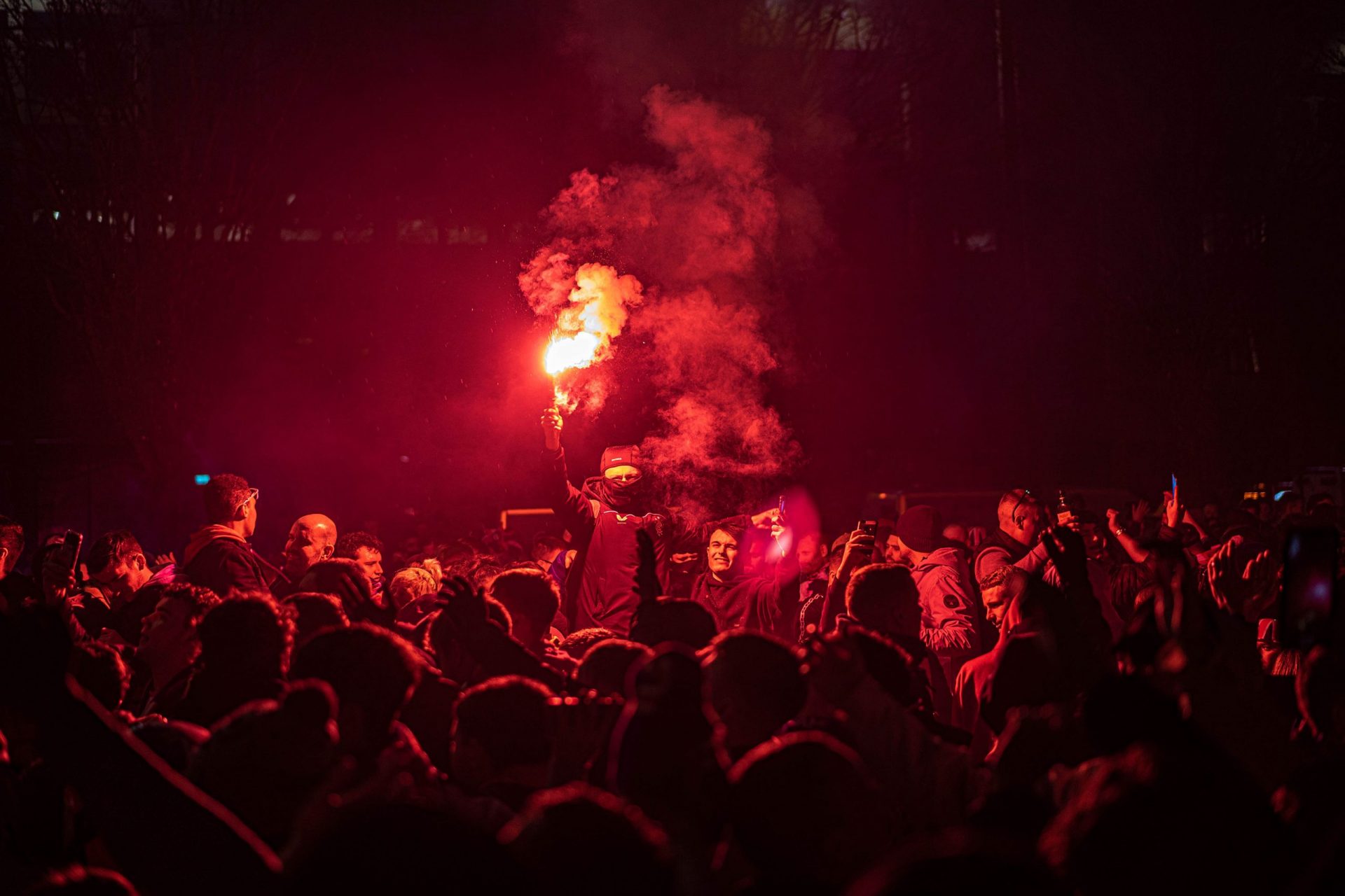 Glasgow Rangers fan celebrating 55th league title