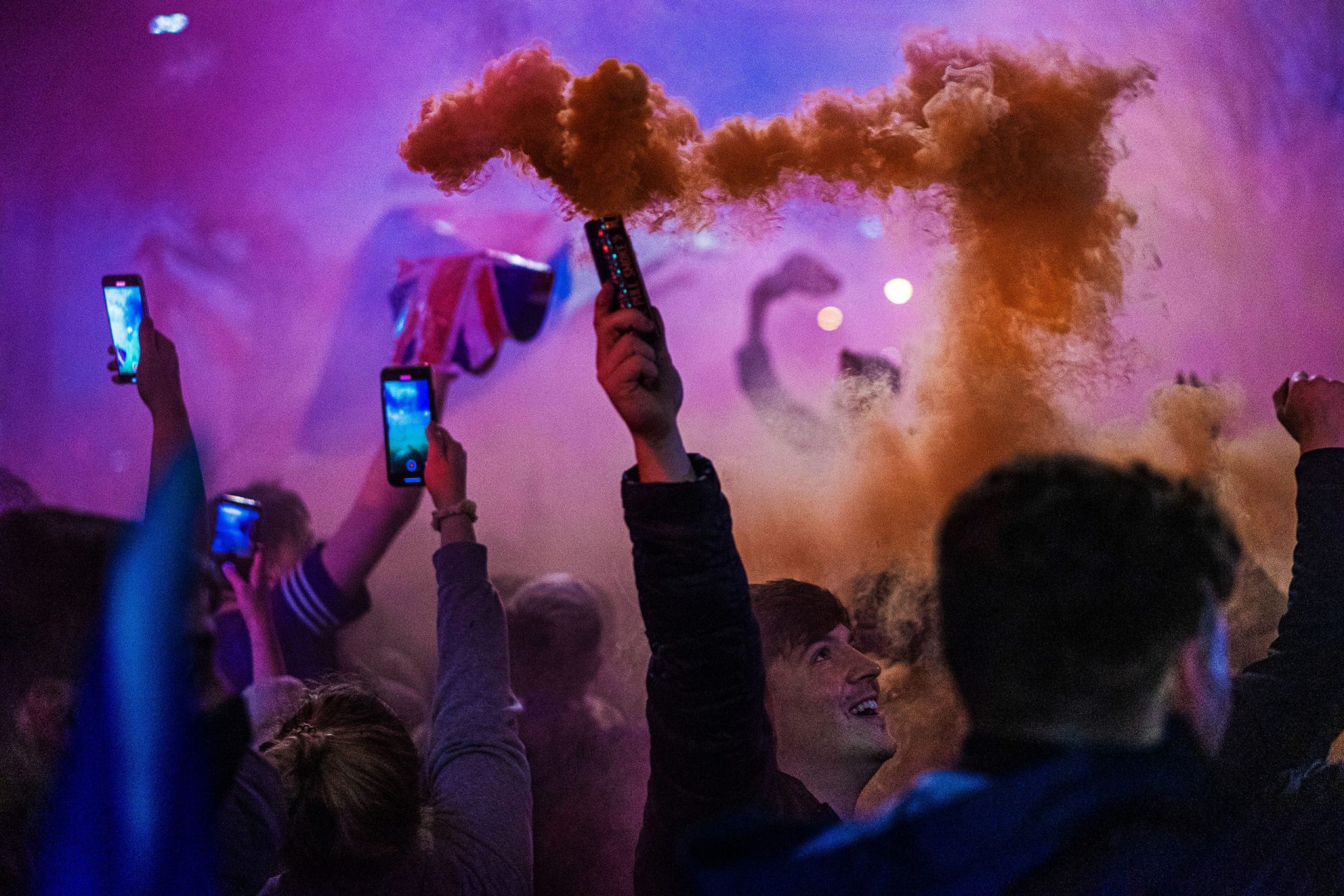 Glasgow Rangers fan celebrating 55th league title